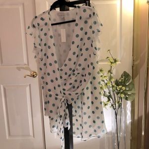Wrap skirt and wrap top green and polkadots